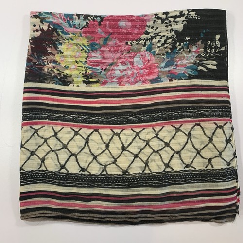 Sheer Black Striped Floral Scarf Wrap 36x74" - photo 2