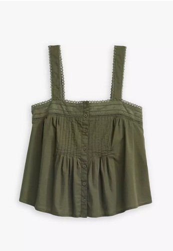 Levi’s Cropped Tank Top Cici Small Green Lace Trim