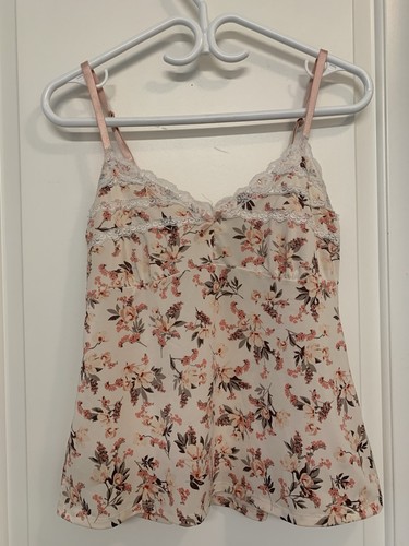 Marilyn Monroe Floral Lace Trim Babydoll Camisole M Pink White