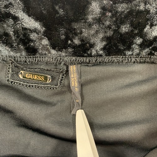 GUESS Crushed Velvet Mini Skirt Medium Black Stretch Velour - photo 5