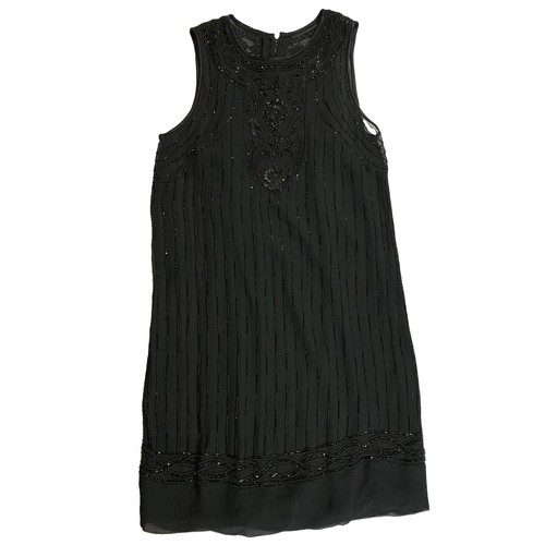 Banana Republic Silk Dress Beaded Black Petite 00