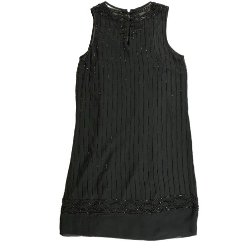 Banana Republic Silk Dress Beaded Black Petite 00 - photo 2
