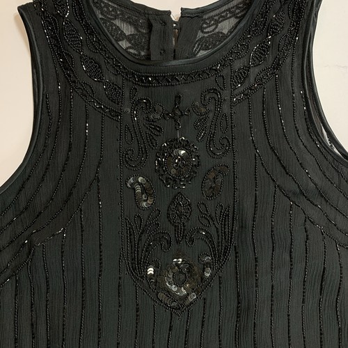Banana Republic Silk Dress Beaded Black Petite 00 - photo 4