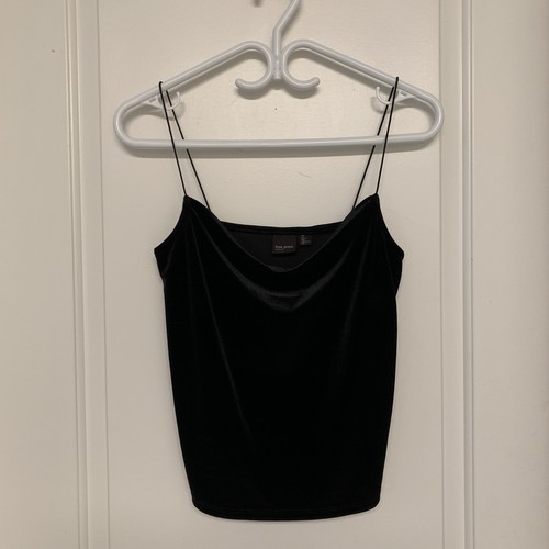 Free Press Velvet Cami XS Black Spaghetti Strap Tank Top