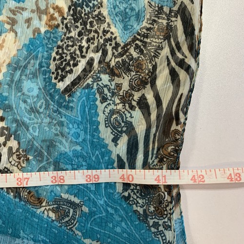 Sheer Chiffon Scarf Blue Paisley Cheeta Print Wrap 41x70" - photo 4