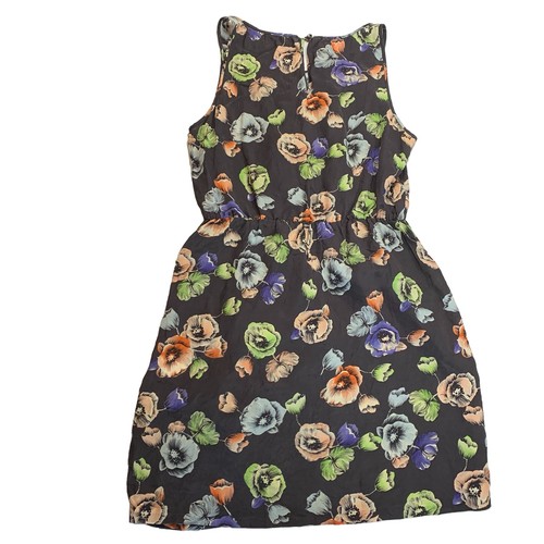 Rebecca Taylor Silk Dress 6 Grey Floral Sleeveless V-neck - photo 2