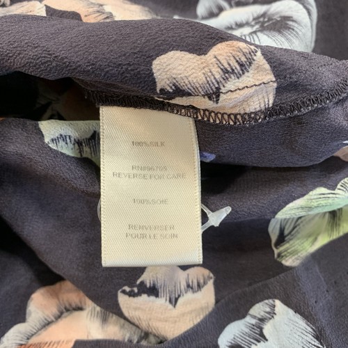 Rebecca Taylor Silk Dress 6 Grey Floral Sleeveless V-neck - photo 5