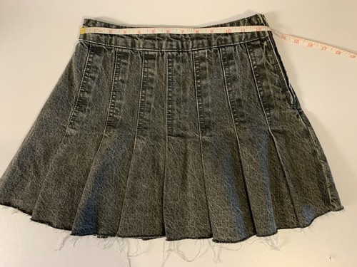Stradivarius Pleated Denim Skirt XS Gray Distressed Y2K - photo 5