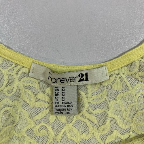 Y2K Forever 21 Lace Top M Butter Yellow Floral Vintage - photo 2
