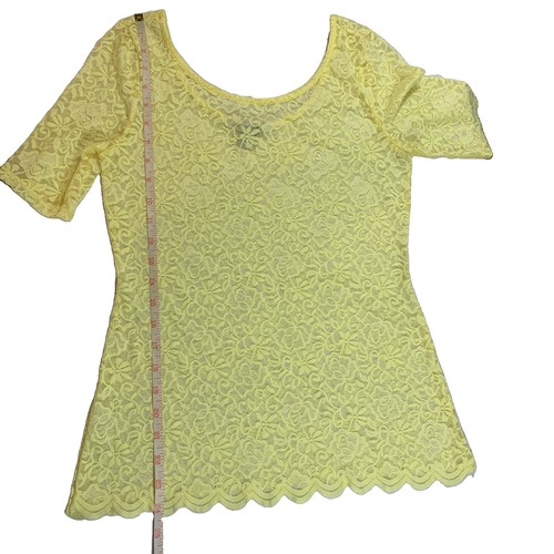 Y2K Forever 21 Lace Top M Butter Yellow Floral Vintage - photo 5