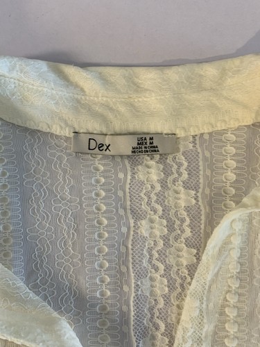 Dex Sheer Lace Button Up Shirt Medium Ivory Boho Beach - photo 5