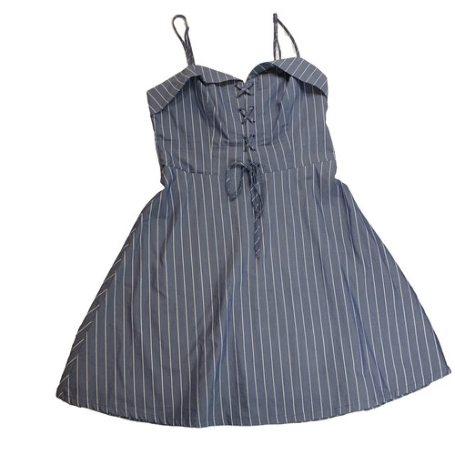 Dynamite Pinstripe Mini Dress S Blue White Lace Up Bustier