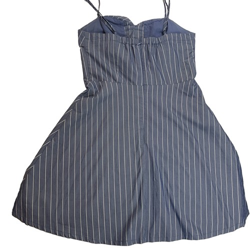 Dynamite Pinstripe Mini Dress S Blue White Lace Up Bustier - photo 2