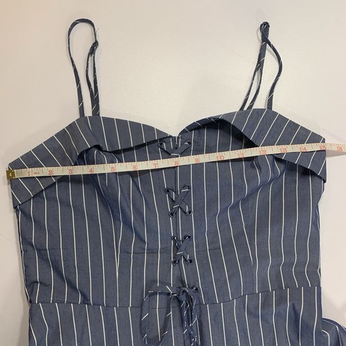 Dynamite Pinstripe Mini Dress S Blue White Lace Up Bustier - photo 3