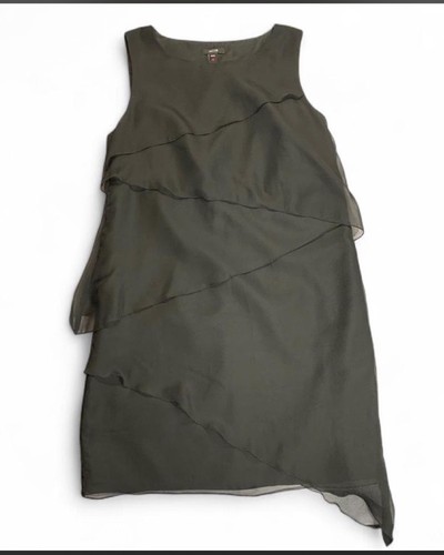 Jacob Tiered Chiffon Dress Medium Black Mini Midi Sheer Formal