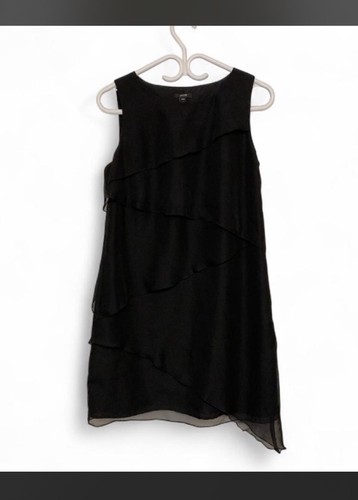 Jacob Tiered Chiffon Dress Medium Black Mini Midi Sheer Formal - photo 2