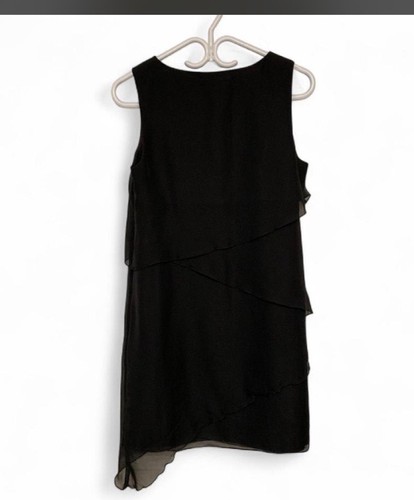 Jacob Tiered Chiffon Dress Medium Black Mini Midi Sheer Formal - photo 3