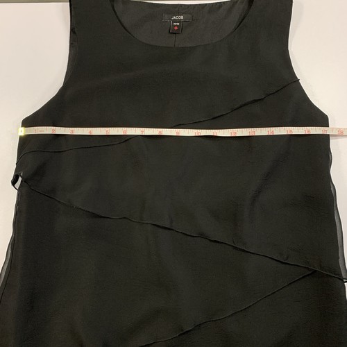 Jacob Tiered Chiffon Dress Medium Black Mini Midi Sheer Formal - photo 5