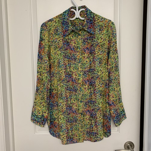 Pure Amici Button Up Tunic Blouse M Rayon Maximalism