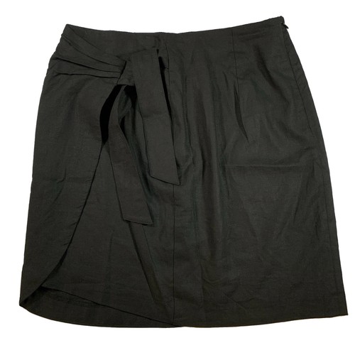 RW&CO. Black Mini Skirt 8 Stretch Linen Blend Asymmetrical