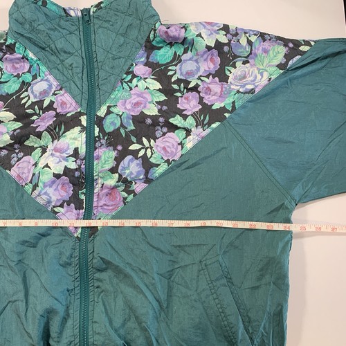 Vintage Lady Footlocker Windbreaker Large Teal Purple Floral - photo 5