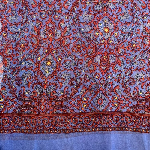 Vintage Echo Chiffon Scarf Accent Sheer Red Blue Jewel Tones - photo 3