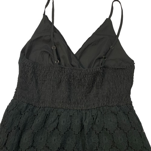 Black Lace Romper Maxi Dress Small Sleeveless Wrap Smocked Waist - photo 2