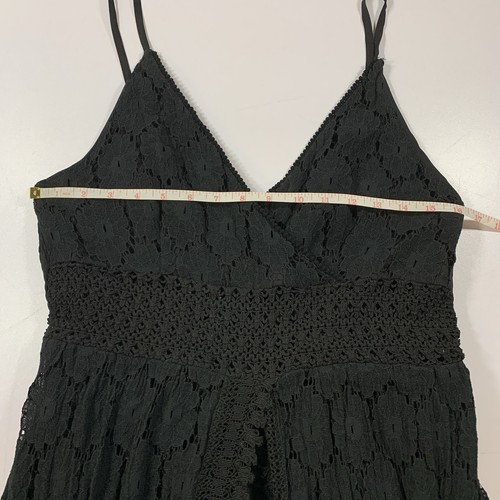 Black Lace Romper Maxi Dress Small Sleeveless Wrap Smocked Waist - photo 4