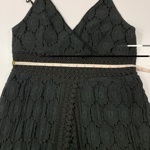 Black Lace Romper Maxi Dress Small Sleeveless Wrap Smocked Waist - photo 5