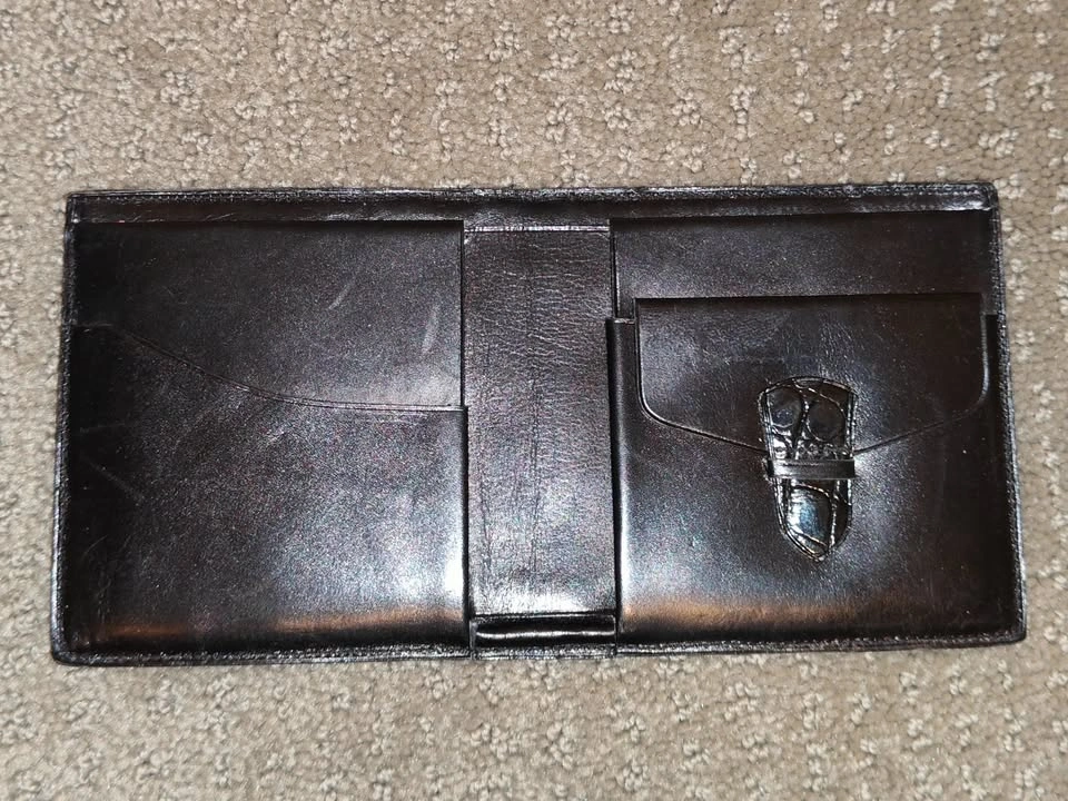 Handmade Faux Croc Patent Genuine Leather Billfold Men Wallet - photo 2
