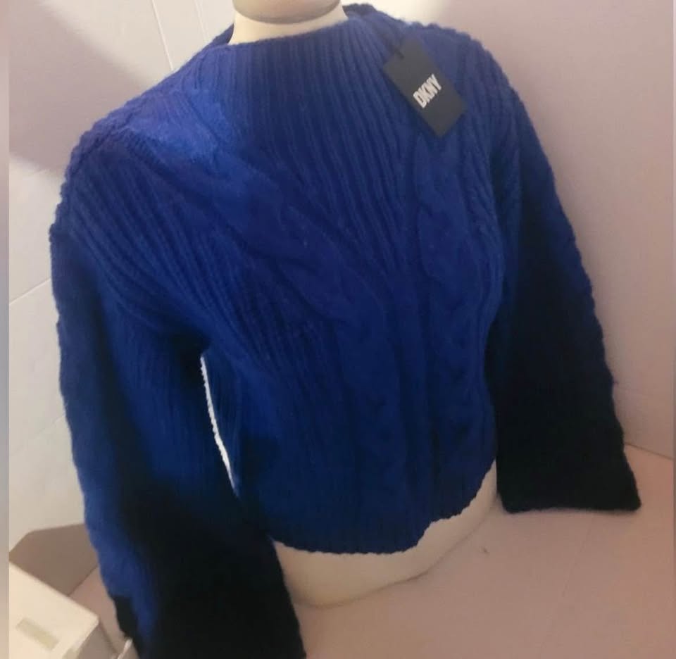 DKNY Oversize Blue Cobalt Soft Stretchy Sweater Size XS - photo 2