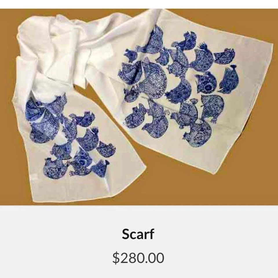 Blue Bird 100% Silk Scarf