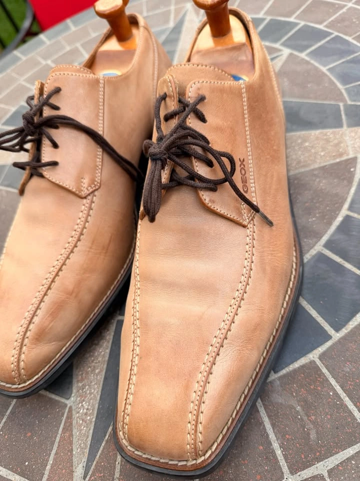 Geox Tan Leather Derby Dress Shoes, Men's 10.5 - photo 4