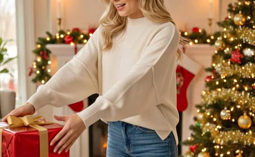New Viscose mix Oversize Dex Cream Women's Sweater Size M thumbnail