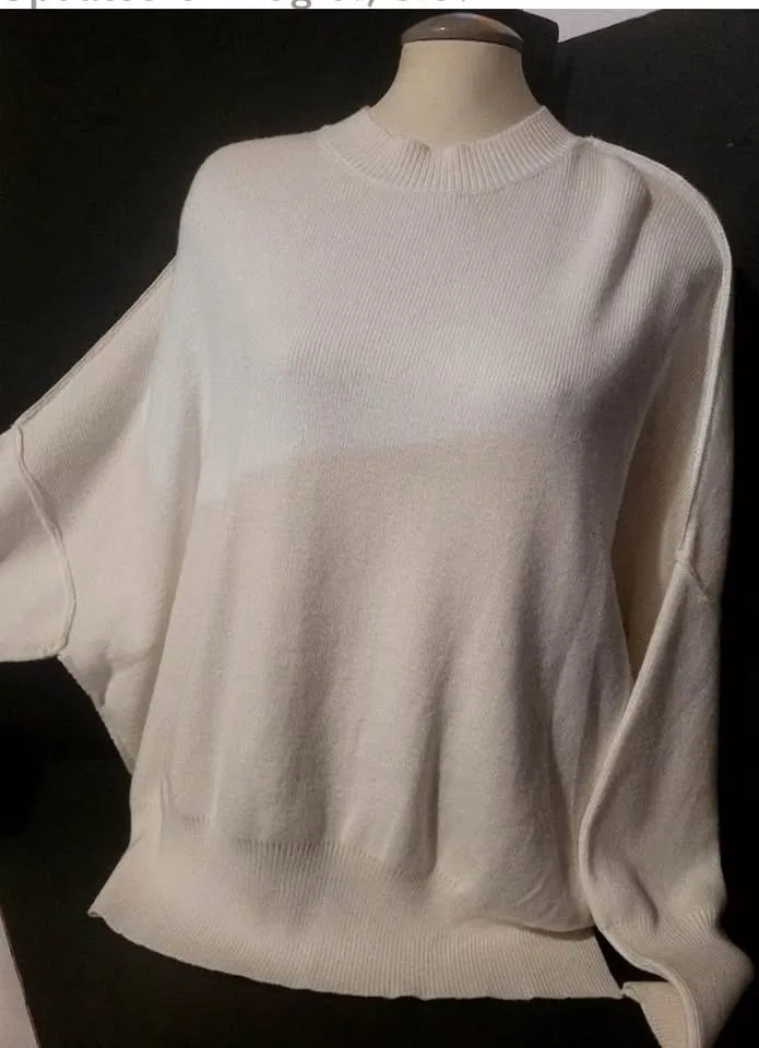 New Viscose mix Oversize Dex Cream Women's Sweater Size M image indicator(2)