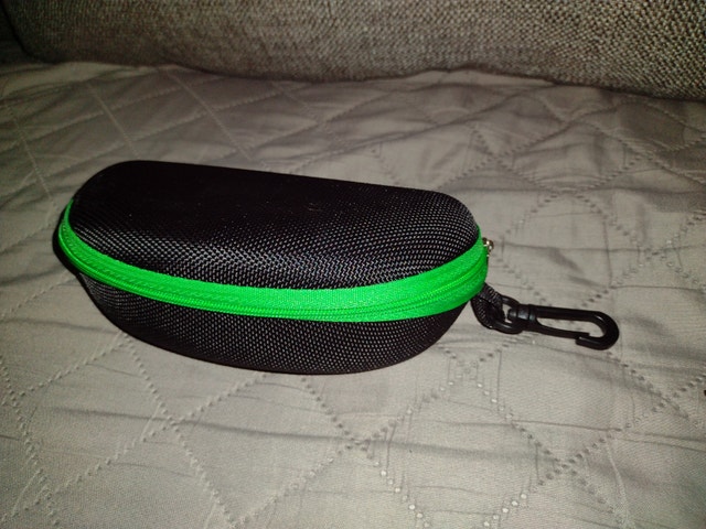 Black Eyeglass Case with Green Trim
