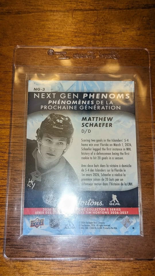 2026-27 UD Tim Hortons Matthew Schaefer Next Gen Phenoms - photo 2