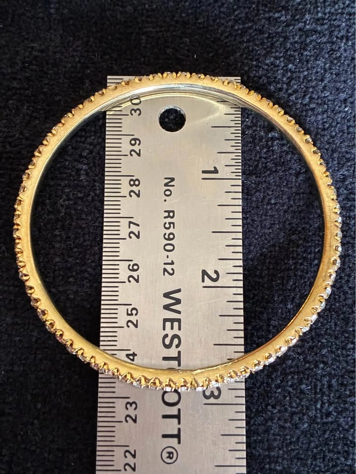 Set of 2 Gold-Toned Pave Crystal Bangle Bracelets - Size 2.5” - photo 2