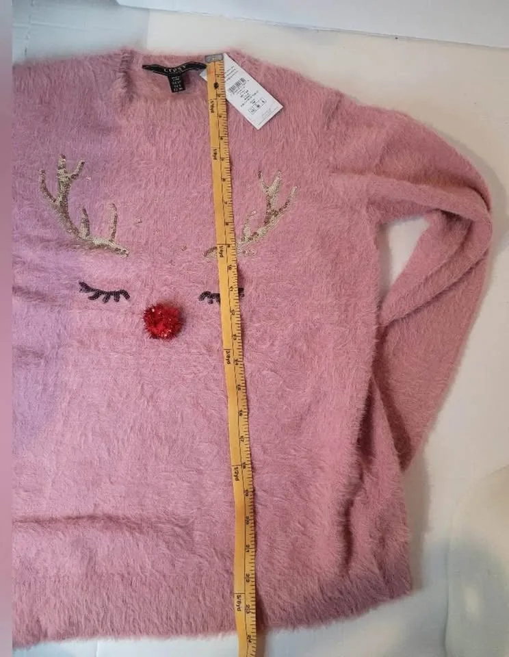 Lipsy Pink Crew Neck Sweater with Reindeer Design size 6 image indicator(5)