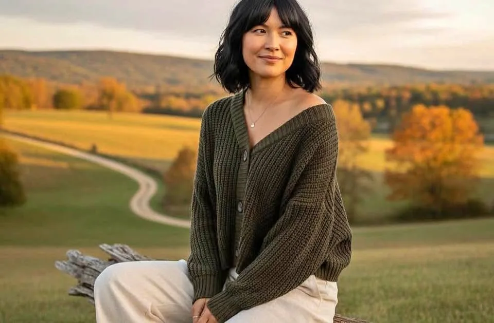 Oversize Cropped Design Lab Lord & Taylor Sweater M thumbnail
