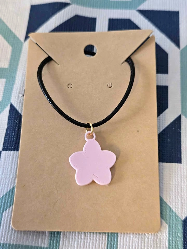 3D Printed Cherry Blossom Necklace – Pink – PLA Pendant