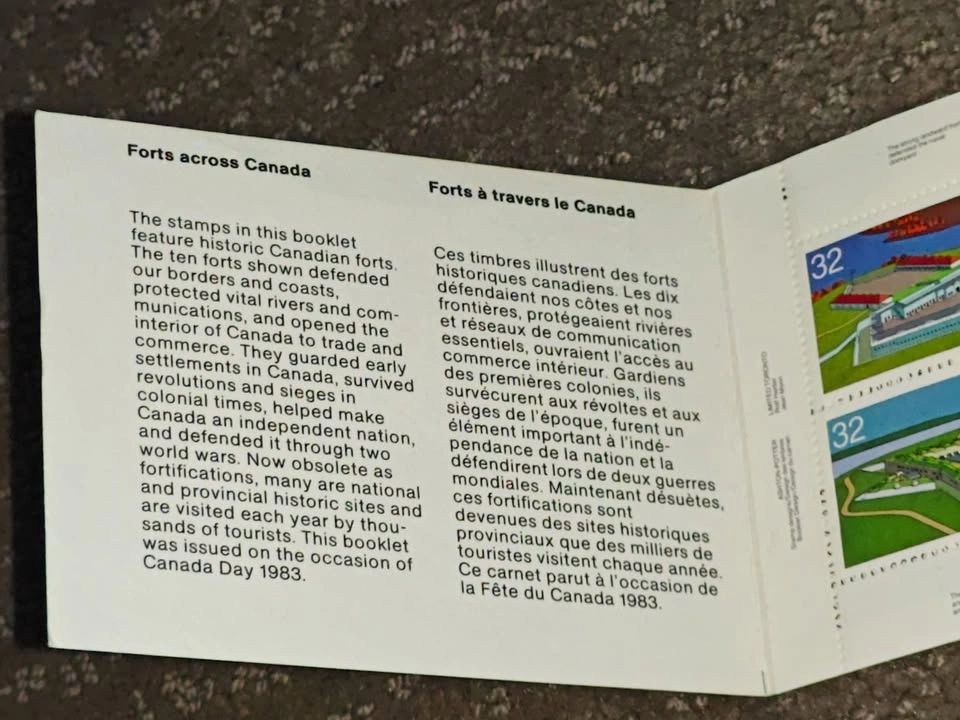 Stamp Booklet - 1983 Canada Post Forts Across Canada 1050-9 BK87 - photo 5