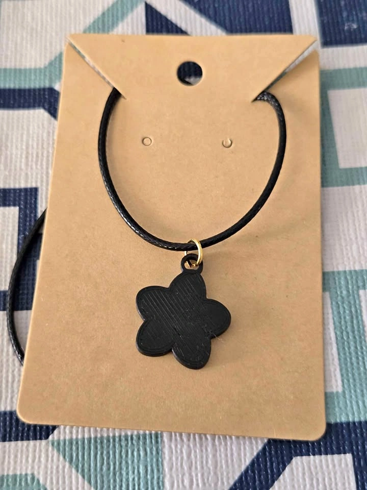 3D Printed Cherry Blossom Necklace – Black – PLA Pendant