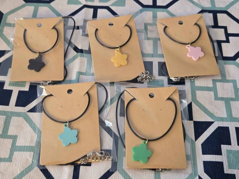 3D Printed Cherry Blossom Necklace – Black – PLA Pendant - photo 3