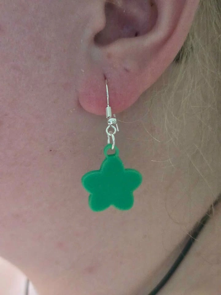 3D Printed Cherry Blossom Earrings – Green – PLA Jewelry - photo 2