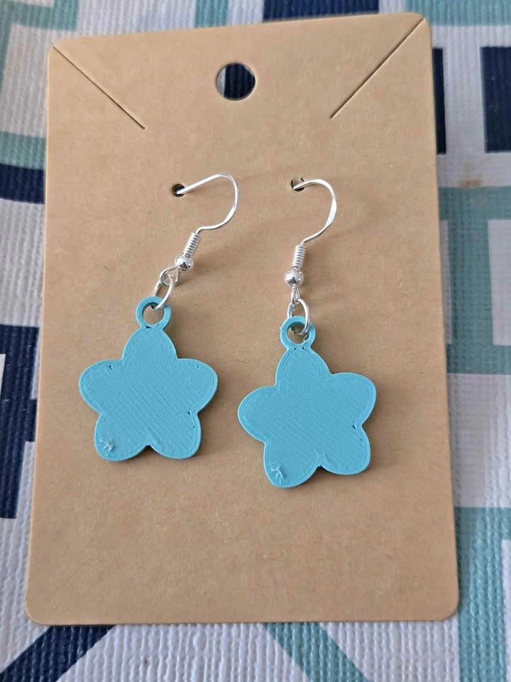 Teal Cherry Blossom Earrings (3D Printed)