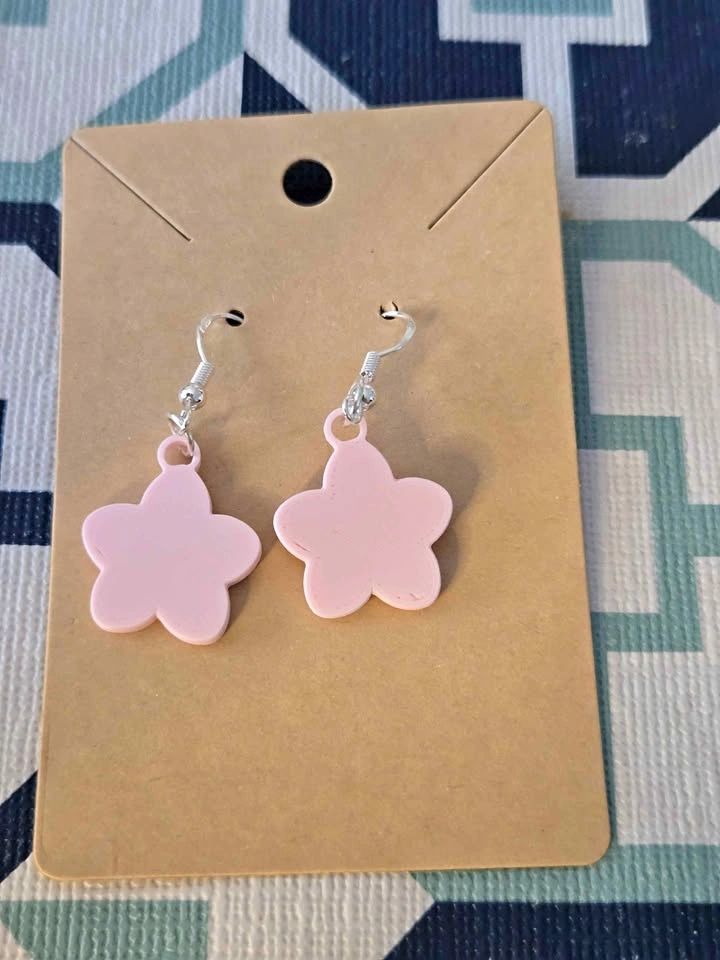 3D Printed Cherry Blossom Earrings – Pink – PLA Jewelry