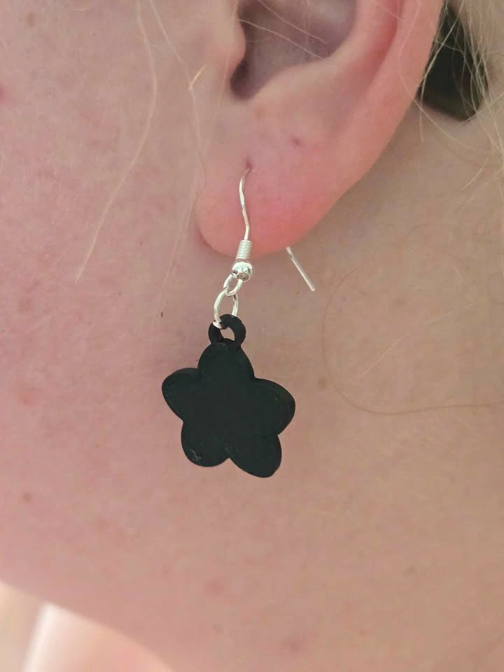 3D Printed Cherry Blossom Earrings – Black – PLA Jewelry - photo 2