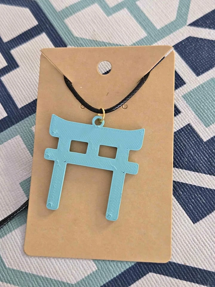 Teal Torii Gate Necklace (3D Printed)