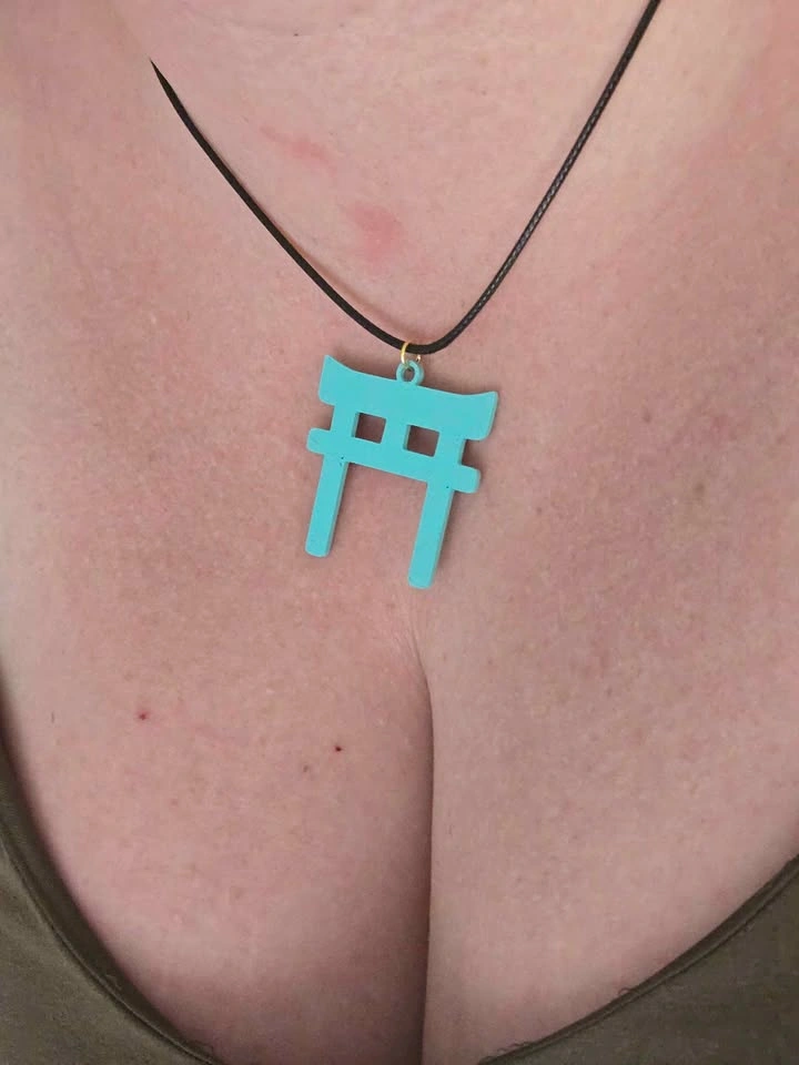 Teal Torii Gate Necklace (3D Printed) - photo 2